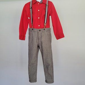 L.O.G.G H&M Red Dress Shirt & Gray Pants Set.  Size 4-5 toddler